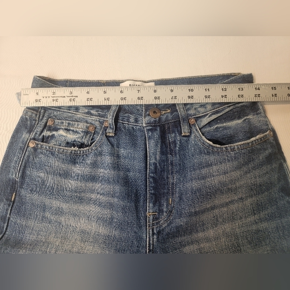 PISTOLA High Rise 27-in light knee distressing, vintage fading slim straight cut - Picture 2 of 11